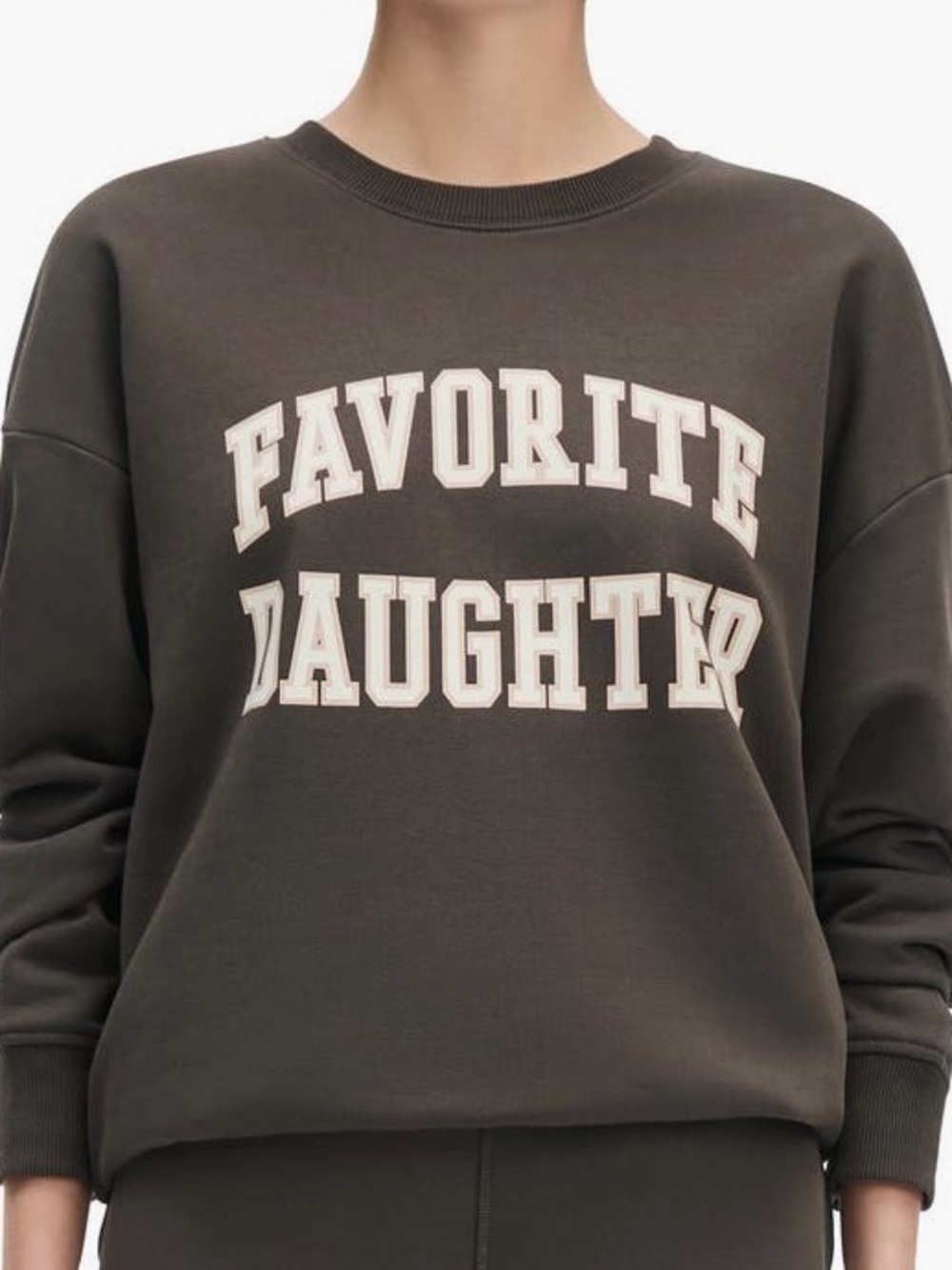Favorite Daughter Coffee/Gardenia Crewneck Sweatshirt (S)